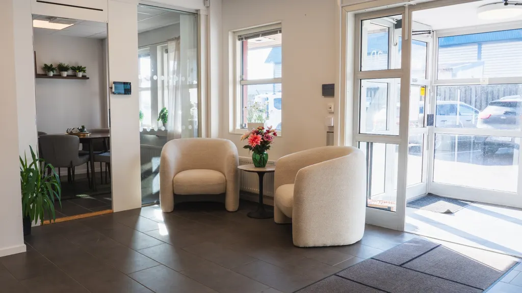 Entrance and lounge at WeSpace, Linjegatan 3D in Halmstad